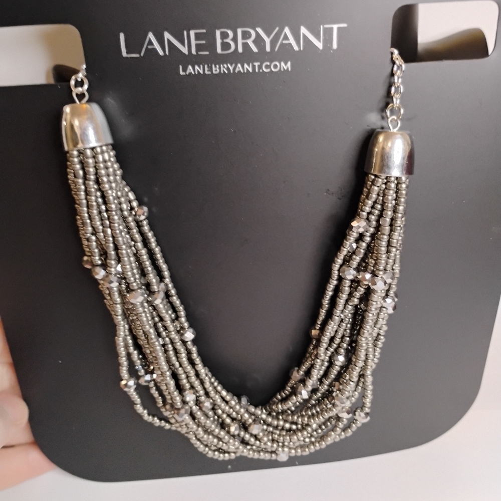 NWT Lane Bryant Silver Tone Seed Bead Multi Strand Necklace - Picture 7 of 8